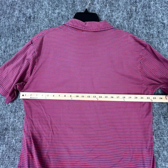 Redd Polo Shirt Mens‎ L Red Striped Peruvian Cotton Pocket Short Sleeve Collar - Picture 6 of 8